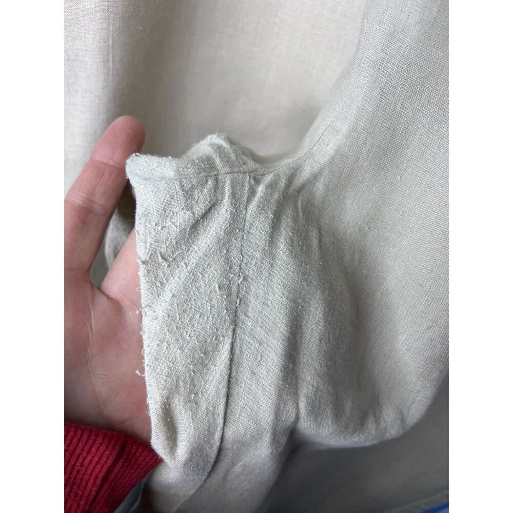 Quince Straight-Leg Pants Women XL Beige Natural Linen Elastic Waist Relax Resor